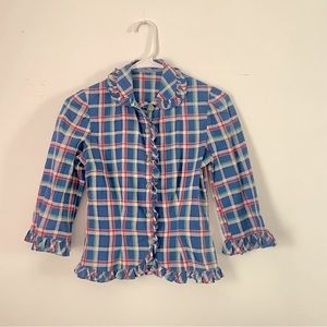 Vintage cottage core plaid ruffle 40s top xs XXS